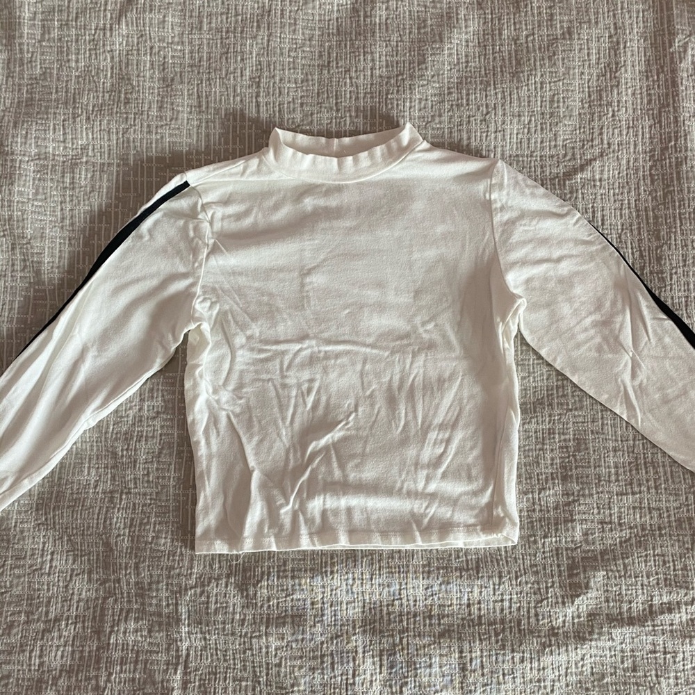 Striped mock neck crop top